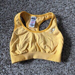 Gymshark Yellow Sports Bra S Seamless Lightweight Stretchy Womens Activewear